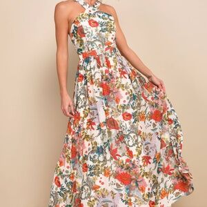 Lilja Cream Floral Print Maxi Dress
